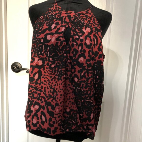 Three Eighty Two Red & Black Leopard Print Halter Top Size Large, Bold & Stylish - Picture 4 of 7